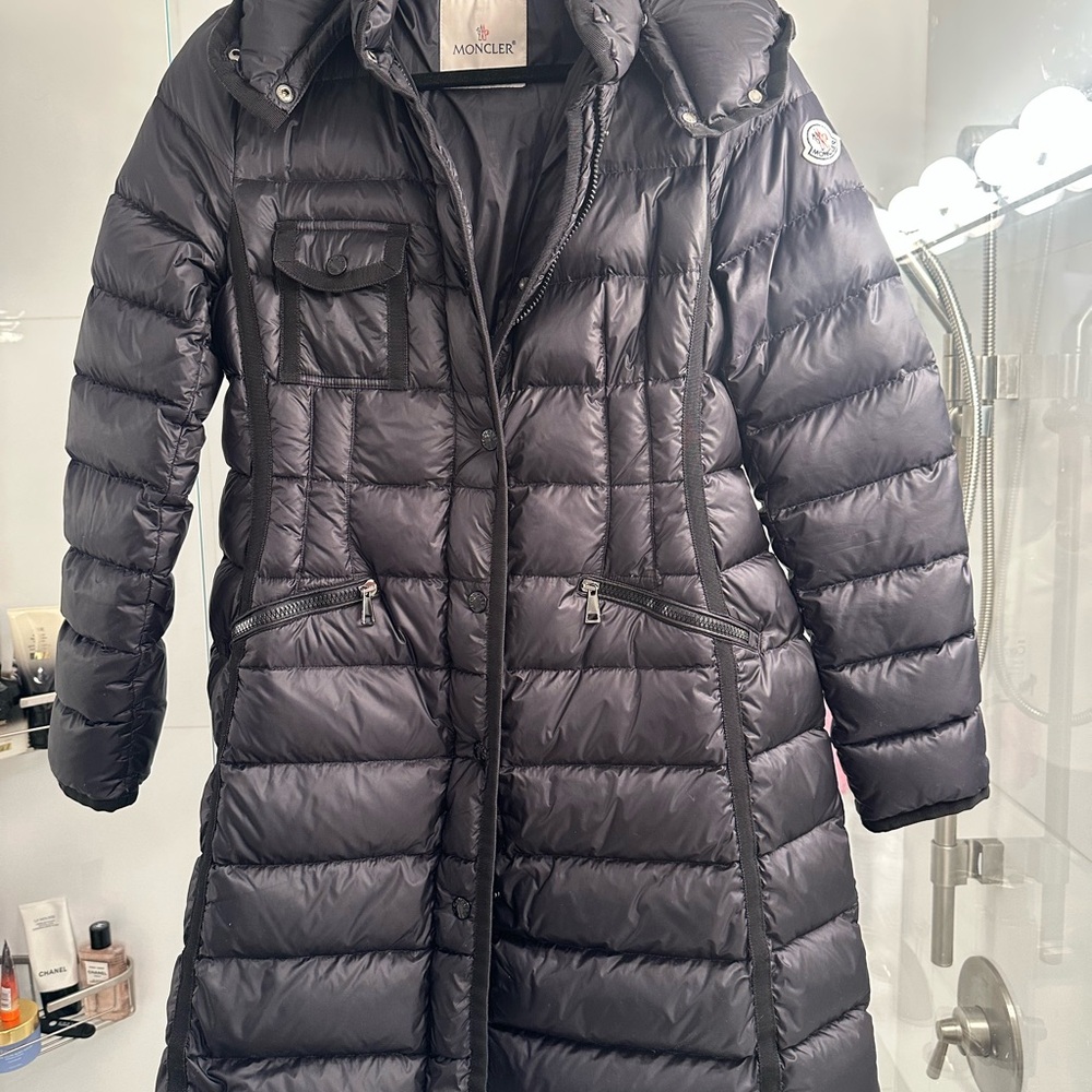 Moncler Quilted Long Puffer Coat in Black